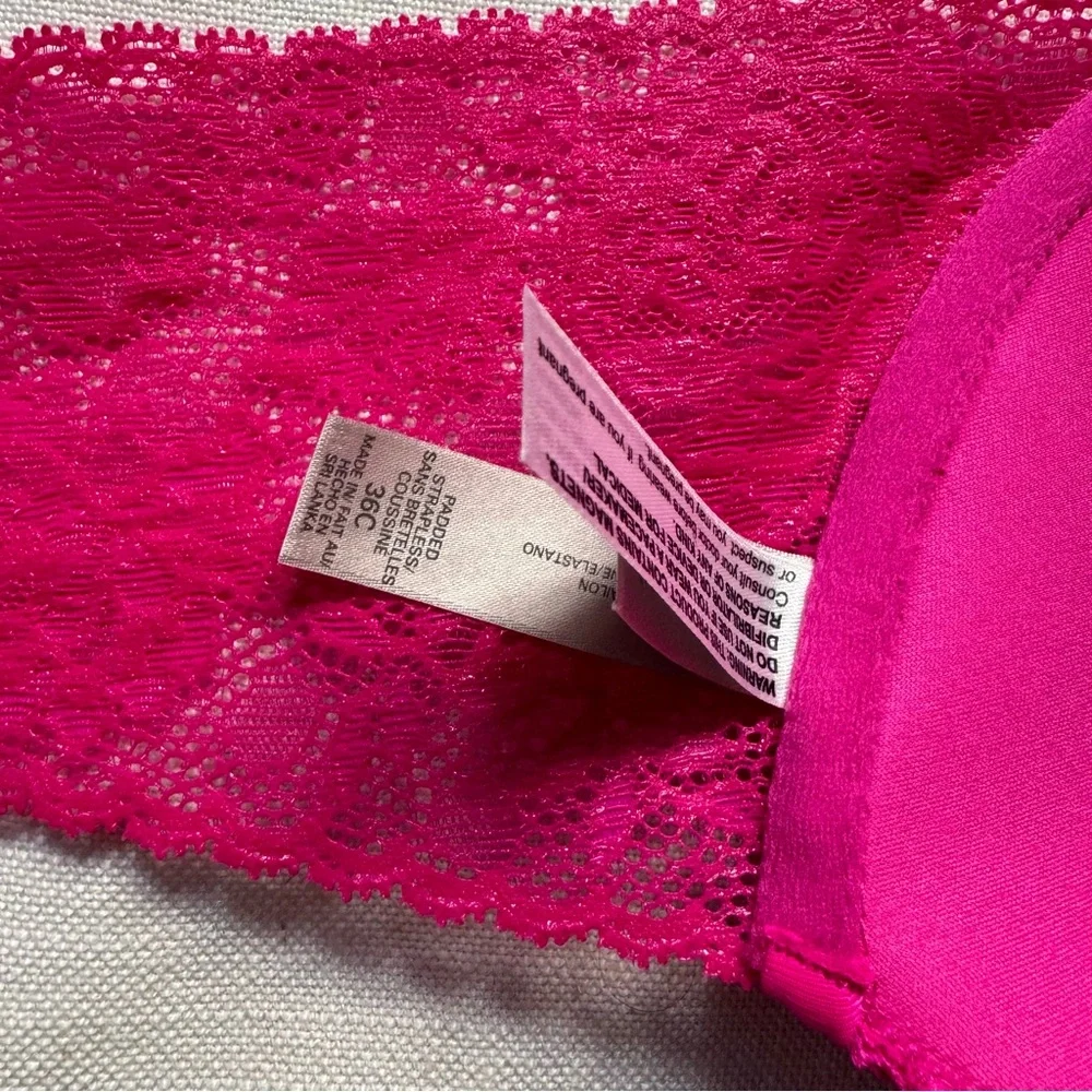 Victoria's Secret Hot Pink Push-up Strapless Bra 36 C 💖 - Picture 6 of 9